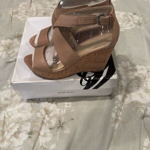 Nine West Beige Wedge Sandals